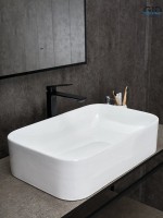 Накладная раковина GID Geometrico N9598 61 глянцевая белая, прямоугольная, фаянс