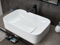 Накладная раковина GID Geometrico N9598 61 глянцевая белая, прямоугольная, фаянс
