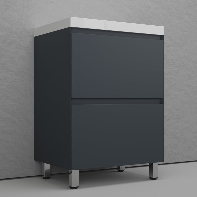 Тумба с раковиной Style Line Манхэттен 60 напольная, графит, раковина Andrea Classic 60