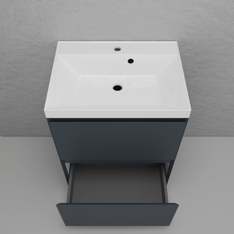 Тумба с раковиной Style Line Манхэттен 60 напольная, графит, раковина Andrea Classic 60