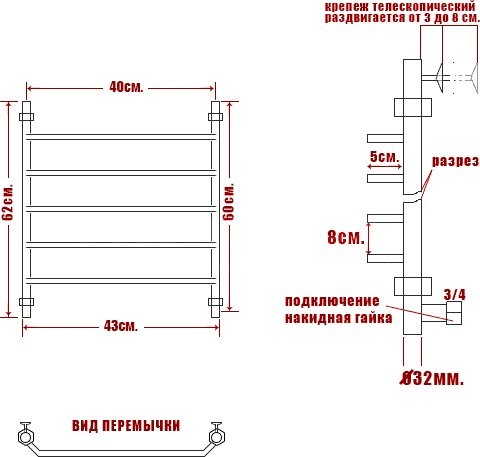 Полотенцесушитель водяной Ника Trapezium ЛТ 60/40