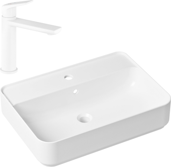 Комплект Накладная раковина Lavinia Boho Bathroom Sink Slim 33311008 + Смеситель Wellsee ICON! for life 182305000 матовый белый