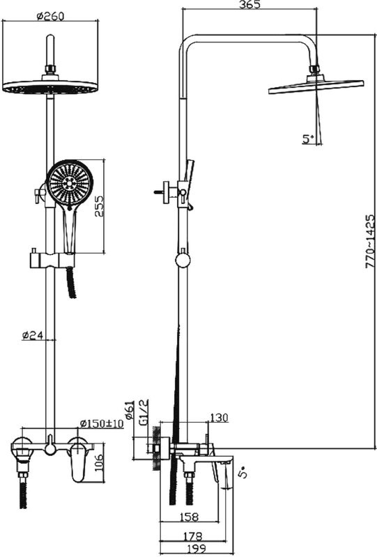 Душевая стойка Raglo R31.24.06 черный