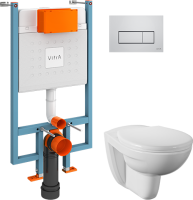 Комплект Унитаз подвесной Norm Fit + Крышка 803-003-709 с микролифтом + Инсталляция VitrA V-Fix Core 738-5800-01 с кнопкой смыва Root S 740-2380 хром