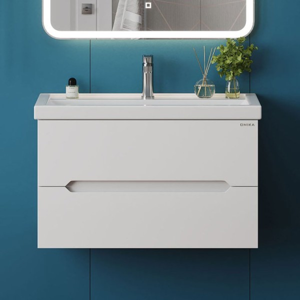 Тумба с раковиной Onika Айленд 80 подвесная, белая