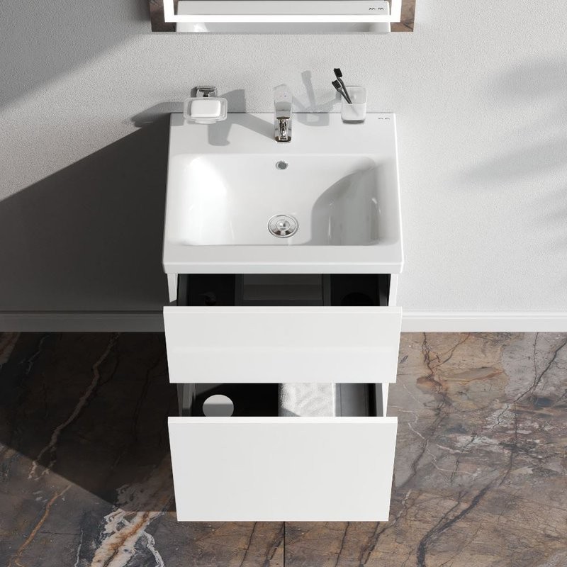 Тумба с раковиной AM.PM Gem 50 напольная, белый глянец