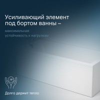 Акриловая ванна AM.PM Gem 180x80 см, пристенная, белая, с каркасом, с экраном