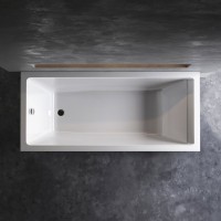 Акриловая ванна AM.PM Gem 180x80 см, пристенная, белая, с каркасом, с экраном