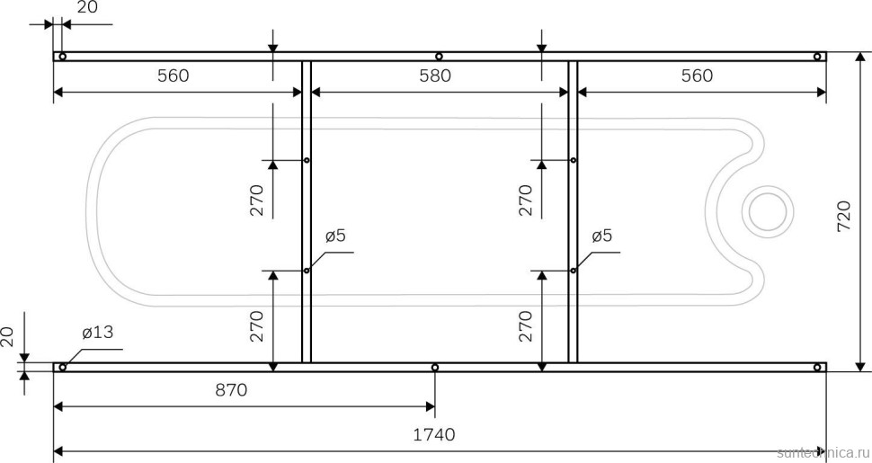 Акриловая ванна AM.PM Gem 180x80 см, пристенная, белая, с каркасом, с экраном