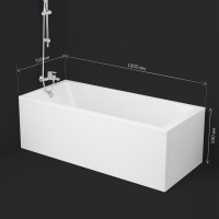 Акриловая ванна AM.PM Gem 180x80 см, пристенная, белая, с каркасом, с экраном