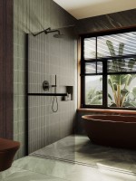 Душевая перегородка Maybahglass MGD-727-6ш 79 см, профиль черный, стекло бронза