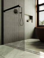 Душевая перегородка Maybahglass MGD-727-6ш 79 см, профиль черный, стекло бронза