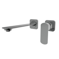 Смеситель для раковины на стену комплект, металл Gun Metal, AQUAme Asti AQM6315GM