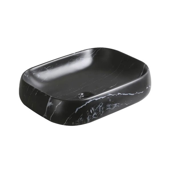 Накладная раковина Ceruttispa CR0086 MMB2 57 матовый черный мрамор, прямоугольная