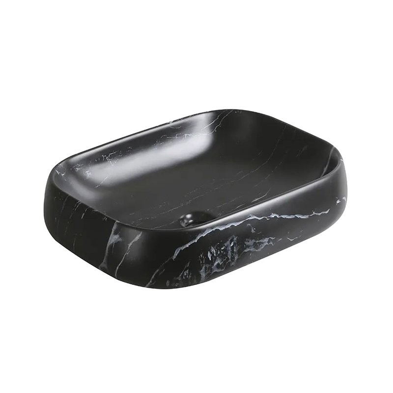 Накладная раковина Ceruttispa CR0086 MMB2 57 матовый черный мрамор, прямоугольная