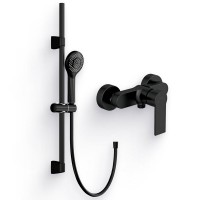 Душевой комплект Смеситель для душа Cersanit Brasko Black 63109 + Гарнитур Neno 63696 черный