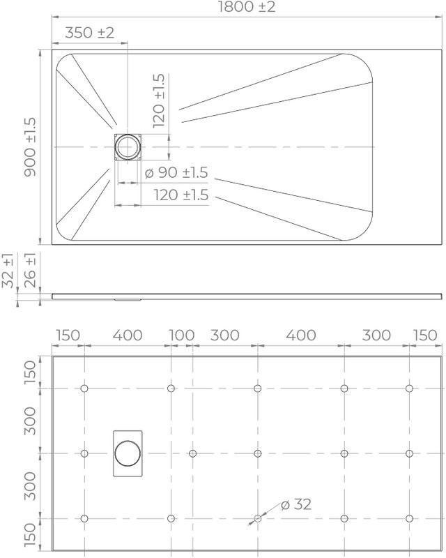 Поддон для душа RGW TSS W 180x90