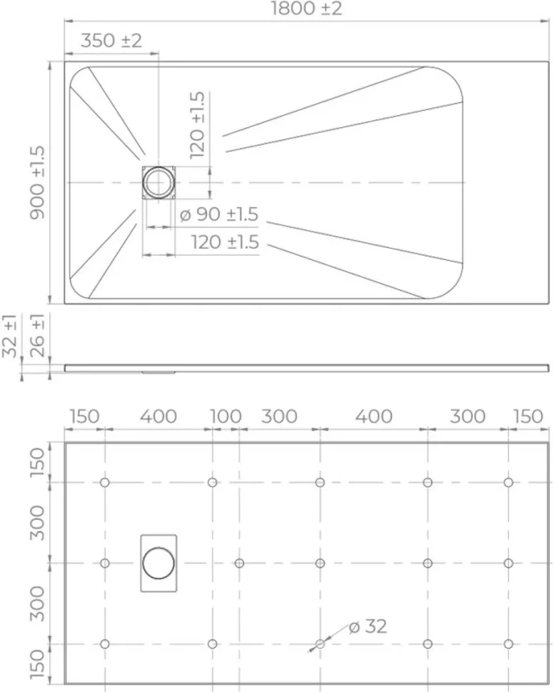 Поддон для душа RGW TSS W 180x90