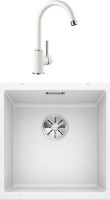 Комплект Мойка Blanco Subline 400-U белая + Смеситель Mida Silgranit 524204