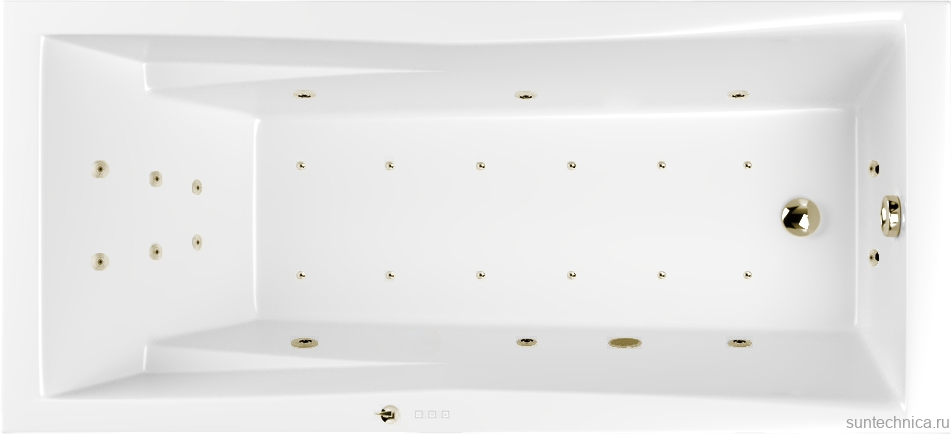 Акриловая ванна WHITECROSS Palace Ultra 180x80 см, встраиваемая, с гидромассажем, белый глянец, с каркасом, со сливом-переливом, фурнитура бронза