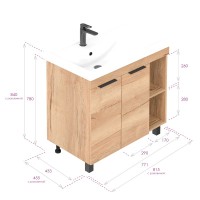 Мебель для ванной комнаты Onika Легран 80 напольная, дуб галифакс