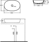 Накладная раковина Azzurra Elegance 60 белая, овальная, фаянс