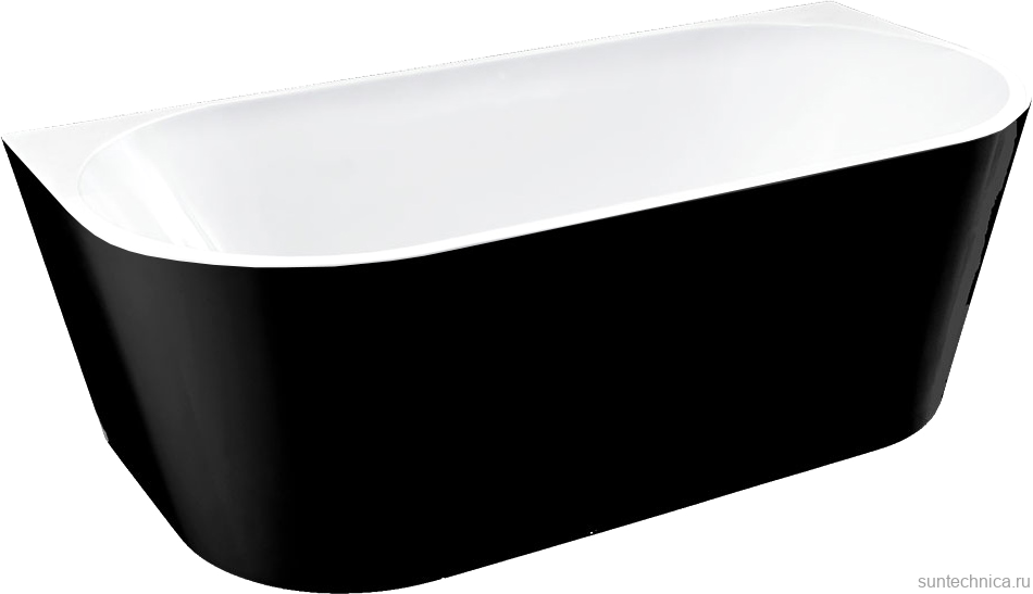Акриловая ванна Vincea VBT-421-1700MB 170x80 см, пристенная, черная матовая, овальная, на ножках, со сливом-переливом