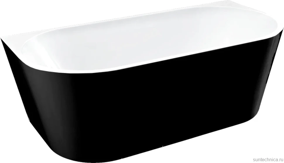 Акриловая ванна Vincea VBT-421-1700MB 170x80 см, пристенная, черная матовая, овальная, на ножках, со сливом-переливом