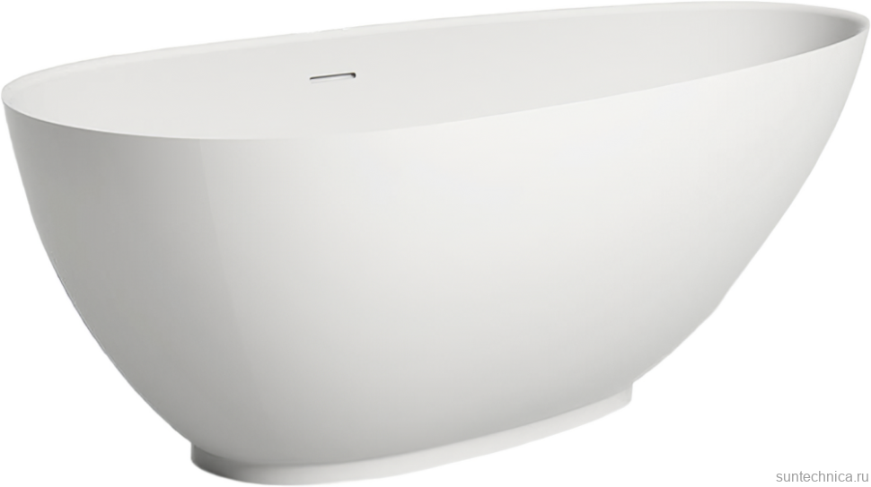 Ванна из искусственного камня Salini Paola 170x85 см, отдельностоящая, матовая белая, овальная, со сливом-переливом, с донным клапаном