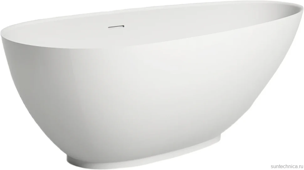 Ванна из искусственного камня Salini Paola 170x85 см, отдельностоящая, матовая белая, овальная, со сливом-переливом, с донным клапаном