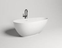 Ванна из искусственного камня Salini Paola 170x85 см, отдельностоящая, матовая белая, овальная, со сливом-переливом, с донным клапаном