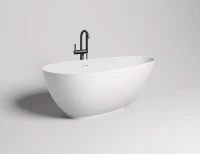 Ванна из искусственного камня Salini Paola 170x85 см, отдельностоящая, матовая белая, овальная, со сливом-переливом, с донным клапаном