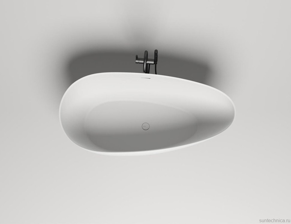 Ванна из искусственного камня Salini Paola 170x85 см, отдельностоящая, матовая белая, овальная, со сливом-переливом, с донным клапаном