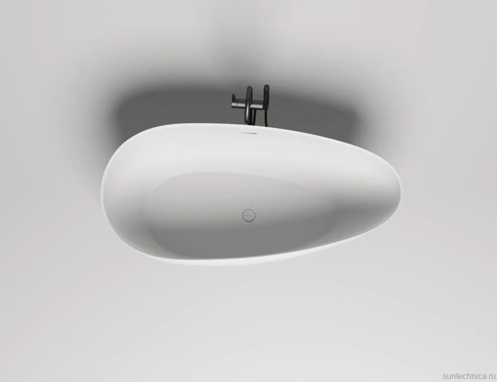 Ванна из искусственного камня Salini Paola 170x85 см, отдельностоящая, матовая белая, овальная, со сливом-переливом, с донным клапаном