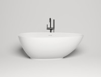 Ванна из искусственного камня Salini Paola 170x85 см, отдельностоящая, матовая белая, овальная, со сливом-переливом, с донным клапаном