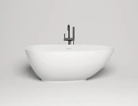 Ванна из искусственного камня Salini Paola 170x85 см, отдельностоящая, матовая белая, овальная, со сливом-переливом, с донным клапаном
