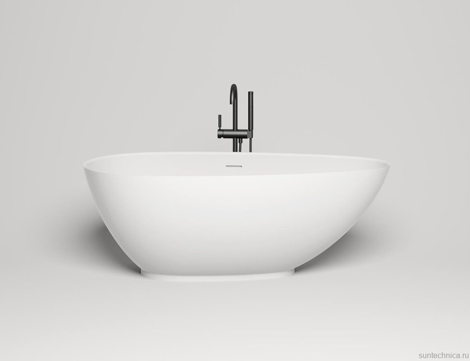 Ванна из искусственного камня Salini Paola 170x85 см, отдельностоящая, матовая белая, овальная, со сливом-переливом, с донным клапаном