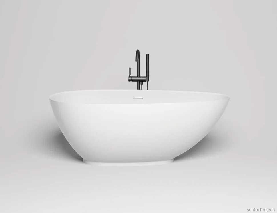 Ванна из искусственного камня Salini Paola 170x85 см, отдельностоящая, матовая белая, овальная, со сливом-переливом, с донным клапаном