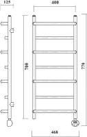 Полотенцесушитель электрический Domoterm Орфей П7 40x70, хром, R