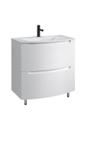 Тумба с раковиной Belux Ганновер 80 напольная, 2 ящика, белая глянцевая