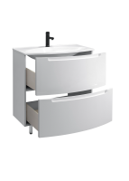 Тумба с раковиной Belux Ганновер 80 напольная, 2 ящика, белая глянцевая