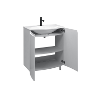 Тумба с раковиной Belux Ганновер 80 напольная, 2 ящика, белая глянцевая