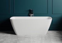 Ванна из искусственного камня Salini Agata S-Sense 180x80 см, отдельностоящая, белая, со сливом-переливом, с донным клапаном