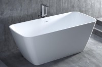 Ванна из искусственного камня Salini Agata S-Sense 180x80 см, отдельностоящая, белая, со сливом-переливом, с донным клапаном