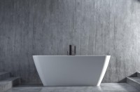 Ванна из искусственного камня Salini Agata S-Sense 180x80 см, отдельностоящая, белая, со сливом-переливом, с донным клапаном