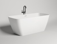 Ванна из искусственного камня Salini Agata S-Sense 180x80 см, отдельностоящая, белая, со сливом-переливом, с донным клапаном