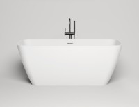 Ванна из искусственного камня Salini Agata S-Sense 180x80 см, отдельностоящая, белая, со сливом-переливом, с донным клапаном