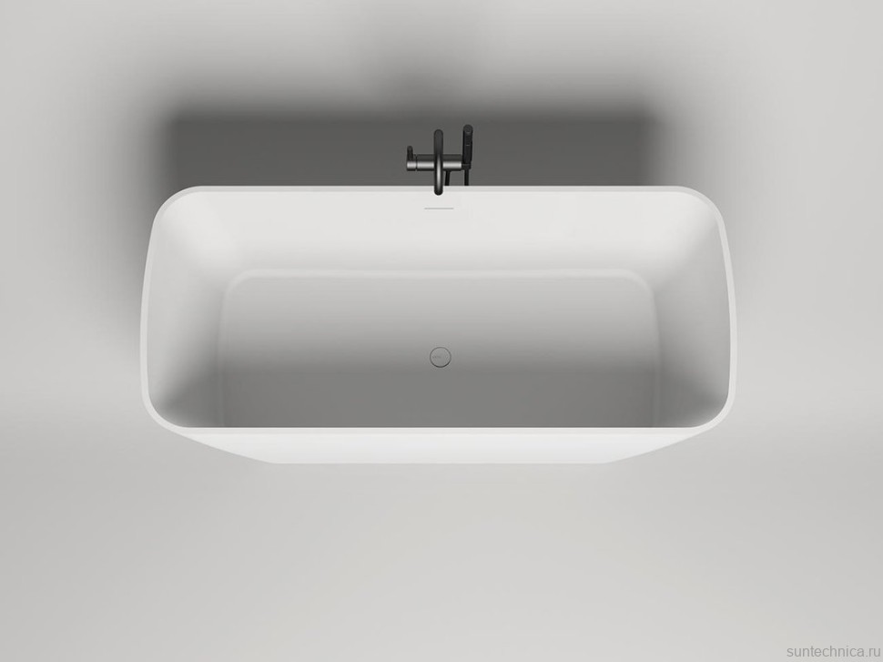 Ванна из искусственного камня Salini Agata S-Sense 180x80 см, отдельностоящая, белая, со сливом-переливом, с донным клапаном
