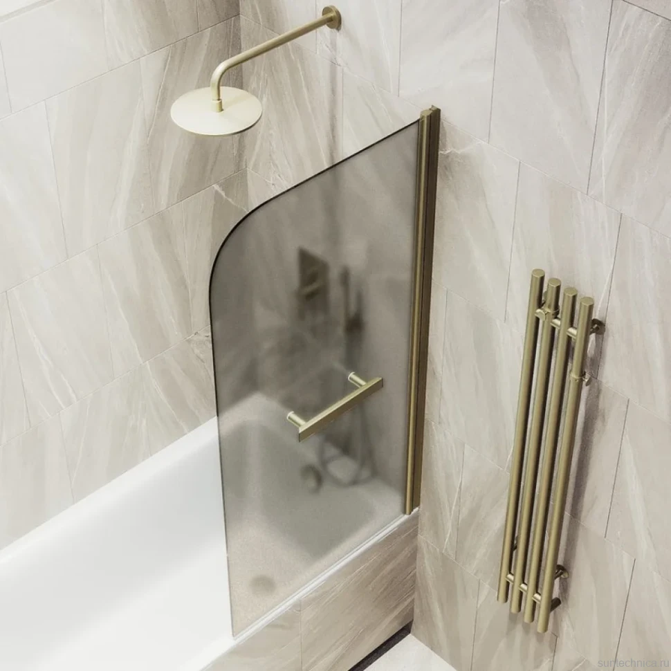 Шторка на ванну Maybahglass MGV-790-2 80x140, профиль бронза, стекло матовая бронза
