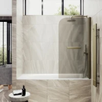 Шторка на ванну Maybahglass MGV-790-2 80x140, профиль бронза, стекло матовая бронза